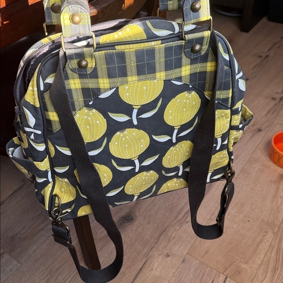 Petunia Pickle Bottom Yellow and Black Floral Bag backpack tote boho storage main image 4